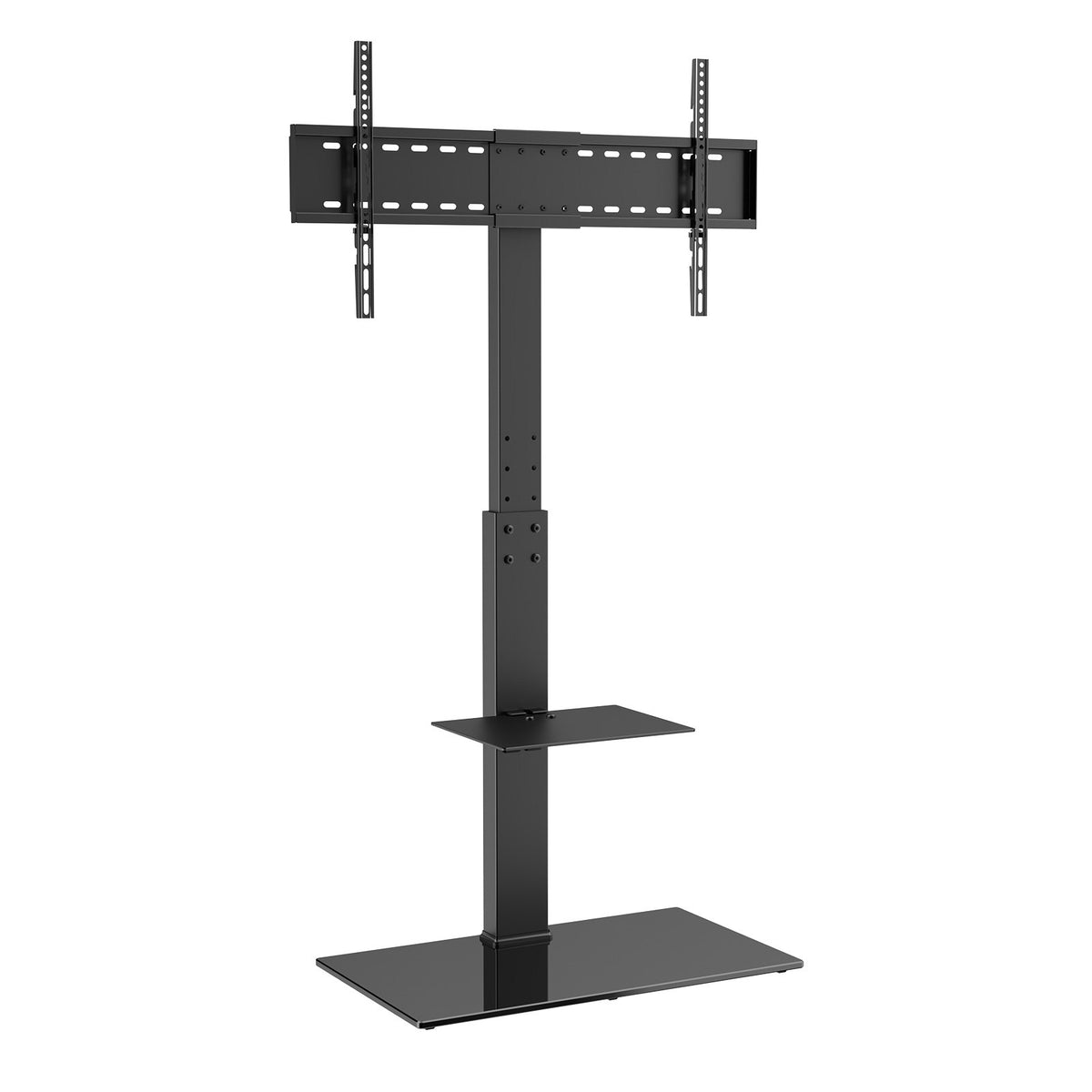 Swivel Floor TV Stand with Mount for 32-85 Inch TVs, Glass Base – image 2