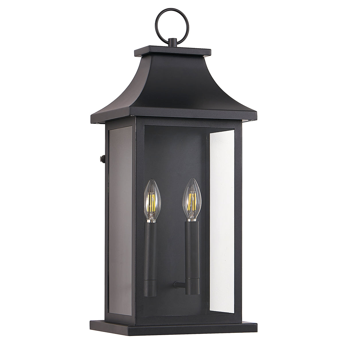 Dusk to Dawn Outdoor Wall Lantern 22 in Black 2-Light Sconce – image 10