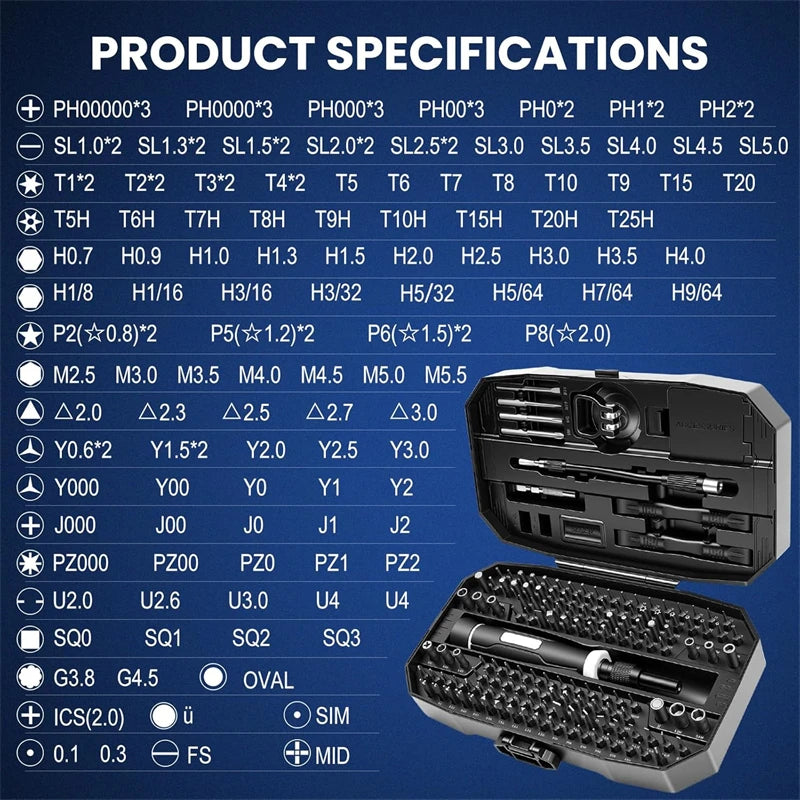 Precision Screwdriver Set 152-in-1, Magnetic Electronics Repair Kit – image 7