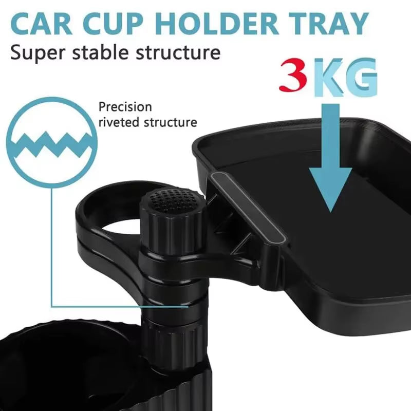 Car Cup Holder Expander Tray, Detachable Food Tray Table – image 4