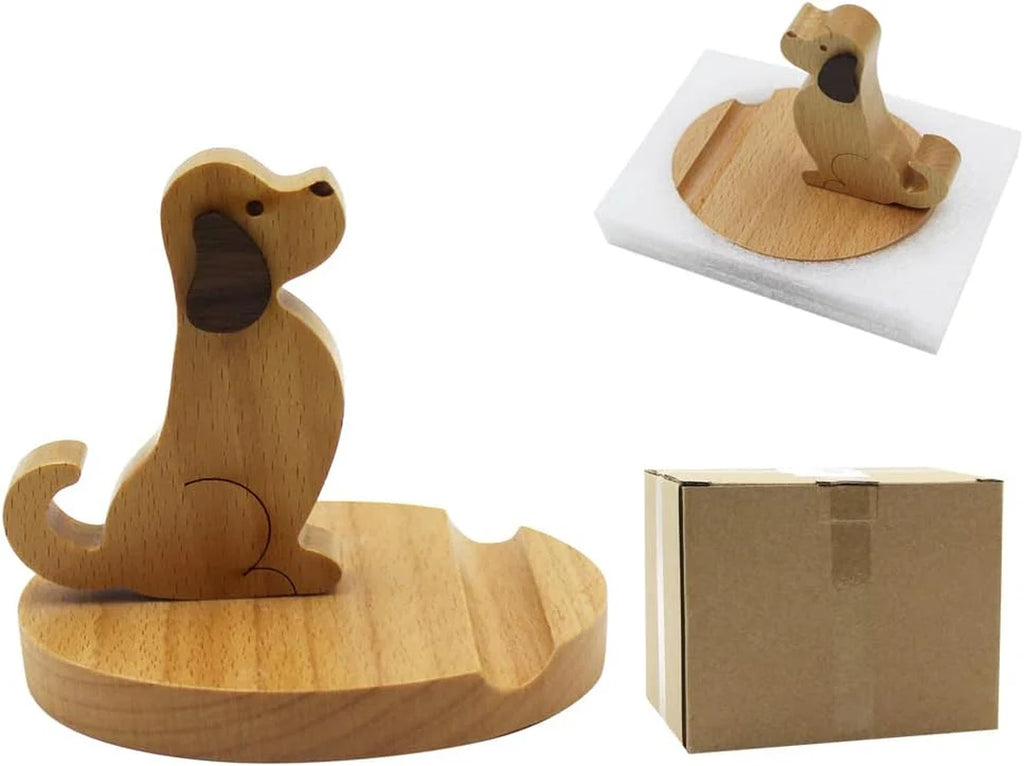 Wooden Dog Phone Stand for Desk – image 7