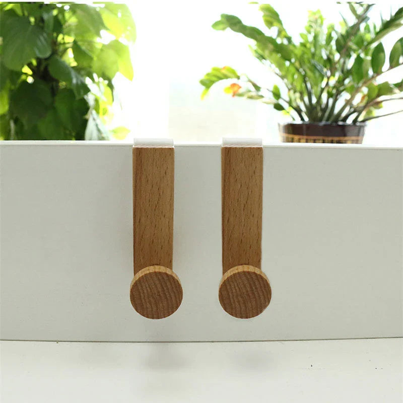 Over Cabinet Door Hook Rack Wood and Iron – image 3