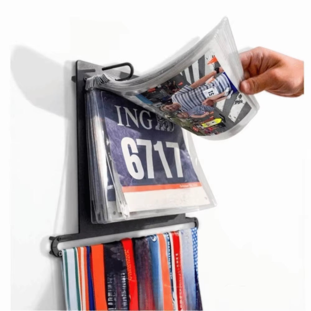 Wall Mounted Medal Hanger and Race Bib Display Rack, Black Iron – image 5