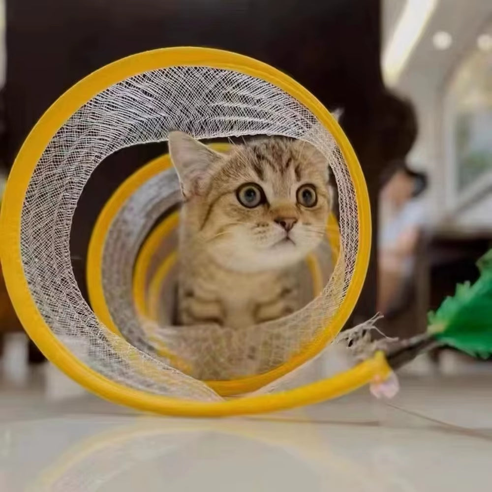 S-Shaped Cat Tunnel - Foldable Play Tube with Ball – image 3