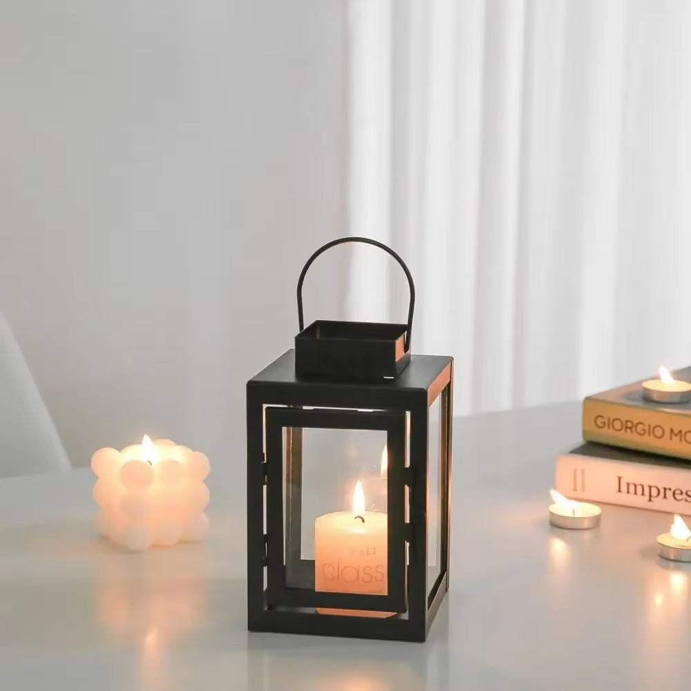 Candle Lantern - Black Wrought Iron Hanging Tealight Holder – image 4