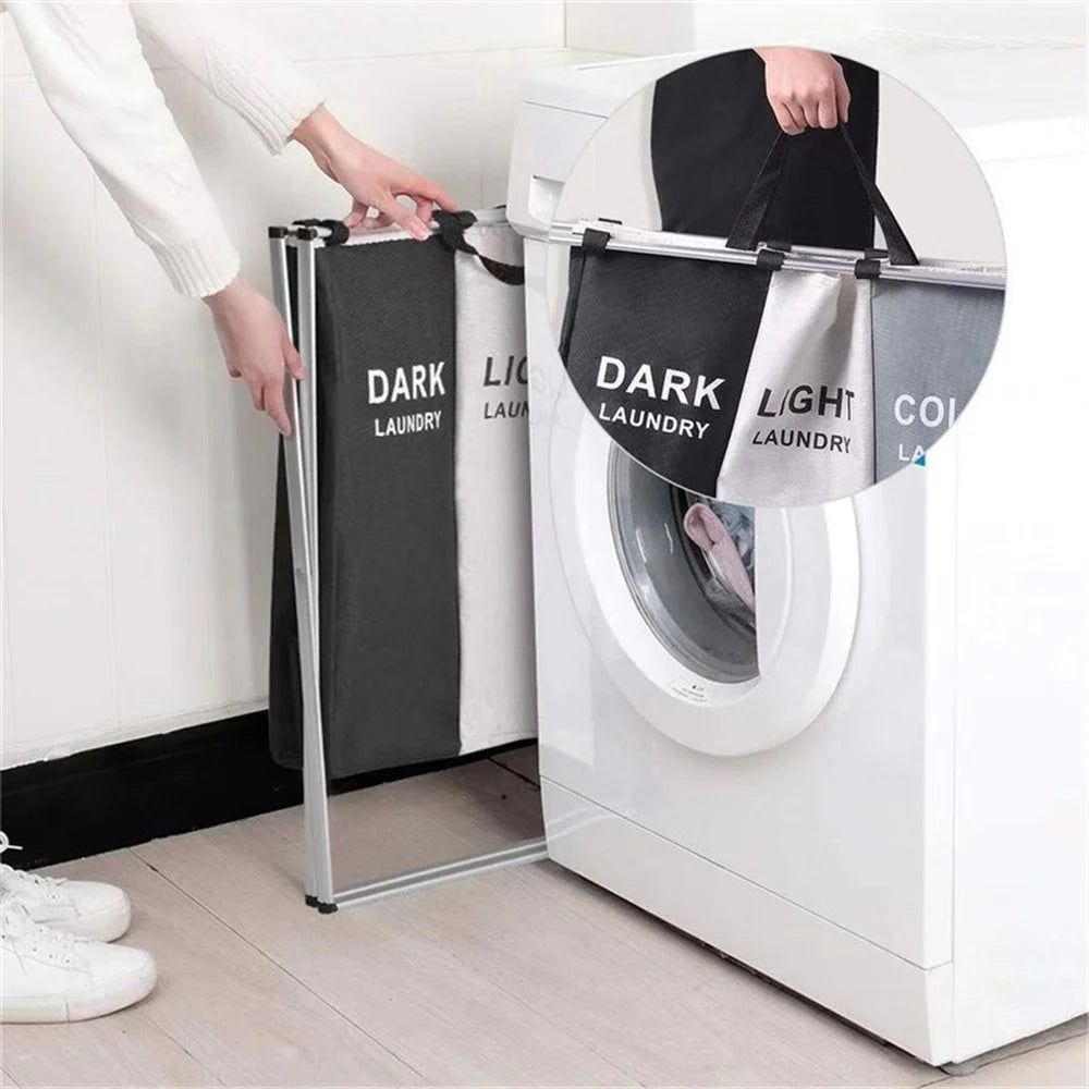 Foldable Laundry Basket Organizer, 1-3 Section Waterproof Hamper – image 6