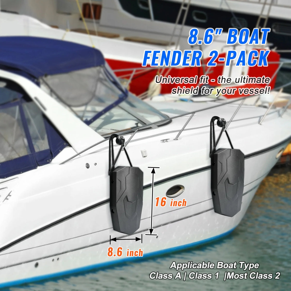 EVA Foam Boat Fenders with Ropes and Storage Bag, 2-Pack – image 2