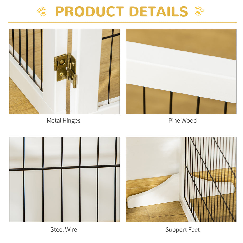 6 Panel Freestanding Wooden Pet Gate with Support Feet – image 7