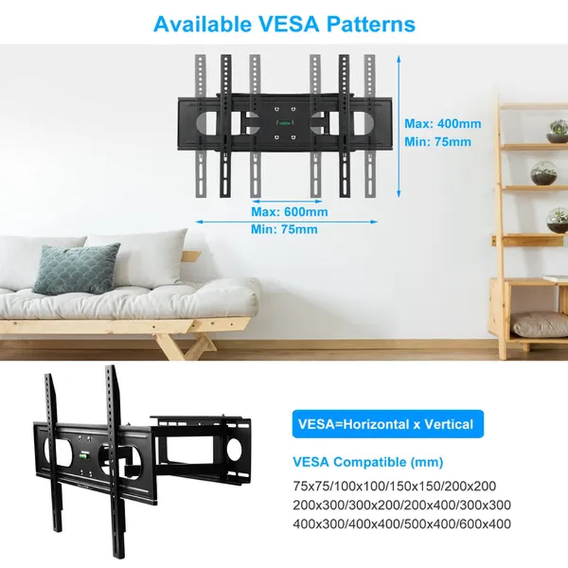 Full Motion TV Wall Mount for 37-70 Inch TVs, 99 lb Capacity – image 6