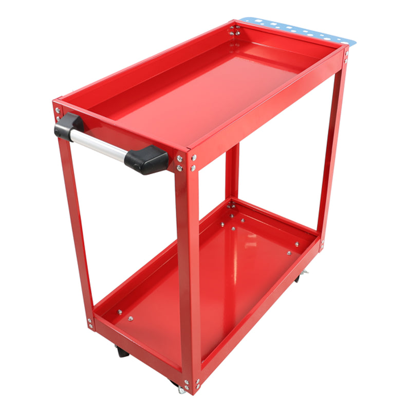 Rolling Tool Cart 2-Shelf Steel Utility Cart, 400 lb, Red – image 4