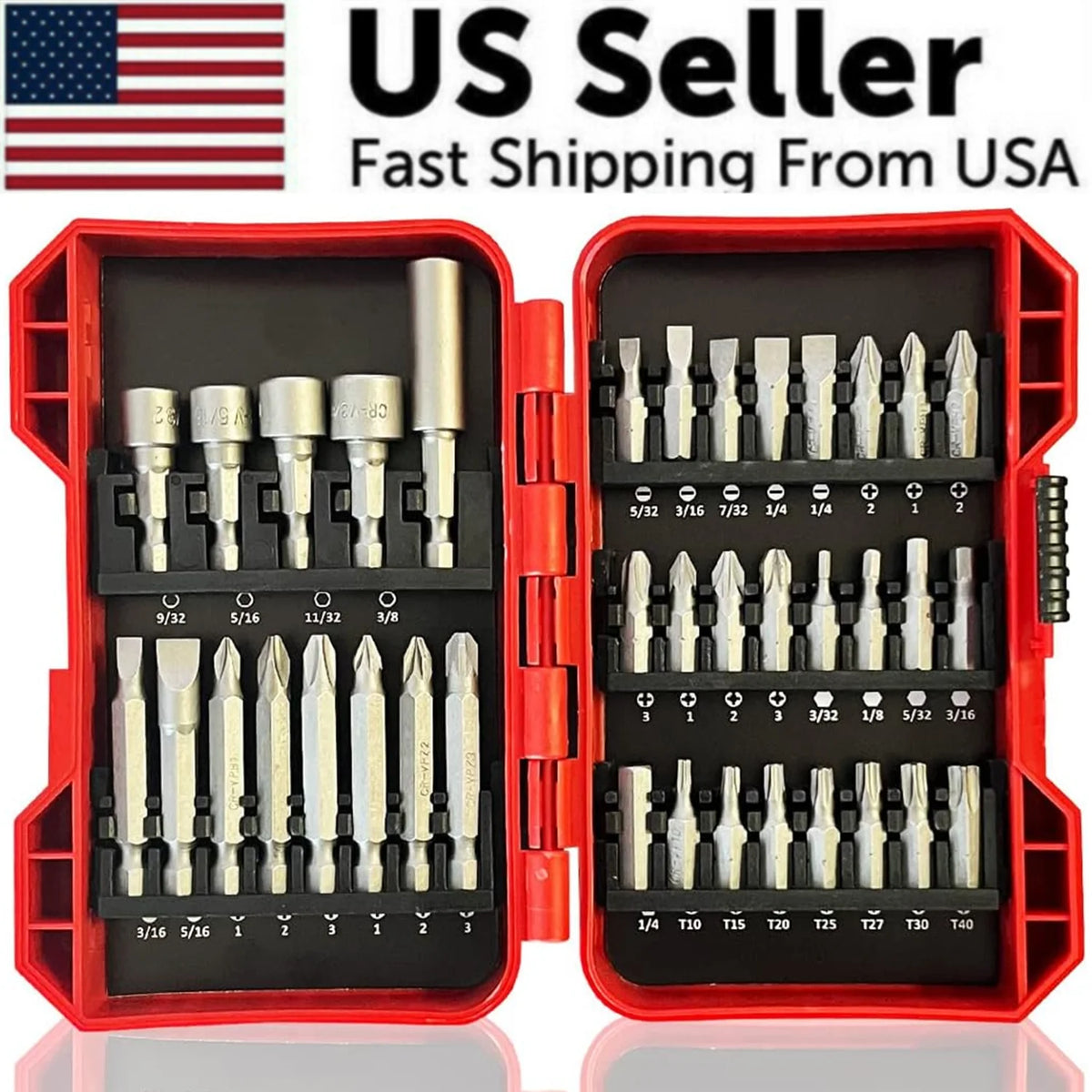 Impact Screwdriver Bit Set – 37 Pc Magnetic Nut Driver