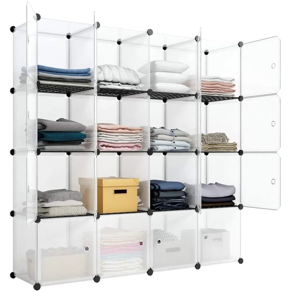 Cube Storage Shelf, 16-Cube Bookcase Organizer, White – image 2