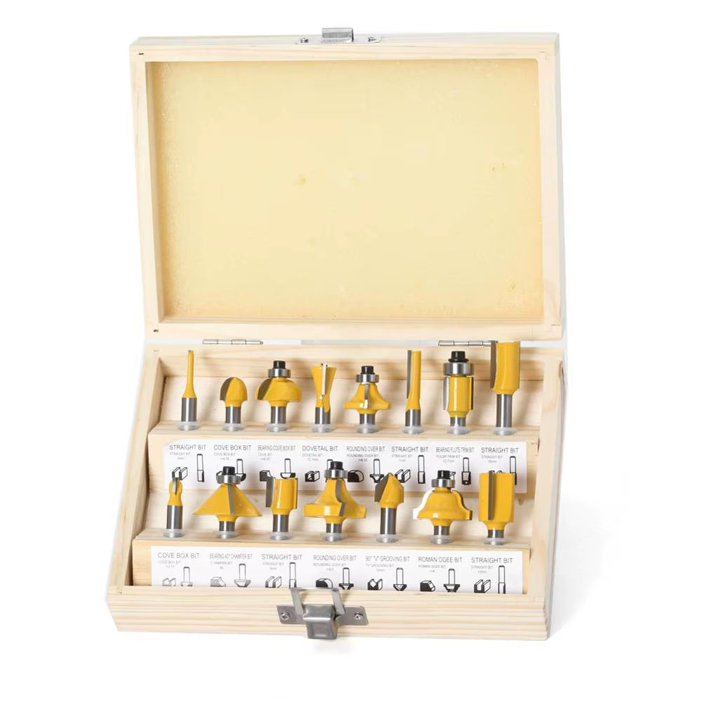 Router Bit Set 15-Piece, 1/4 in Shank Carbide Woodworking Router Bits – image 5