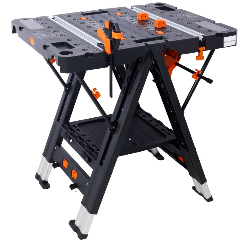 2-in-1 Folding Workbench and Sawhorse with 2 Clamps – image 10