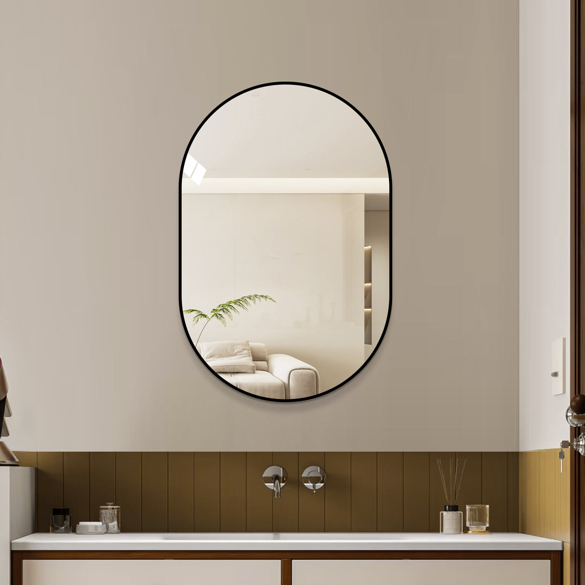36 x 24 in Black Framed Bathroom Vanity Mirror, Vertical or Horizontal – image 1
