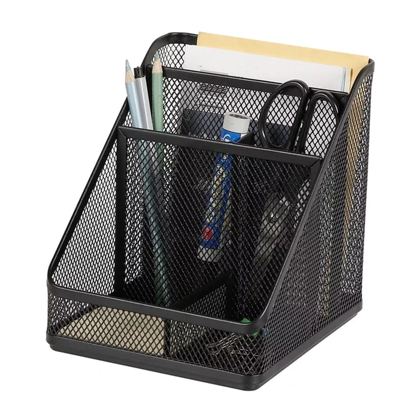 Desk Organizer – Black Steel Mesh with 5 Compartments – image 2