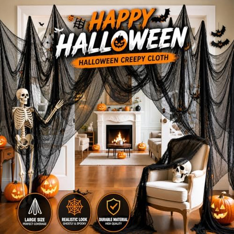 Halloween Creepy Cloth 400x80in Black Gauze Yard Decoration – image 5