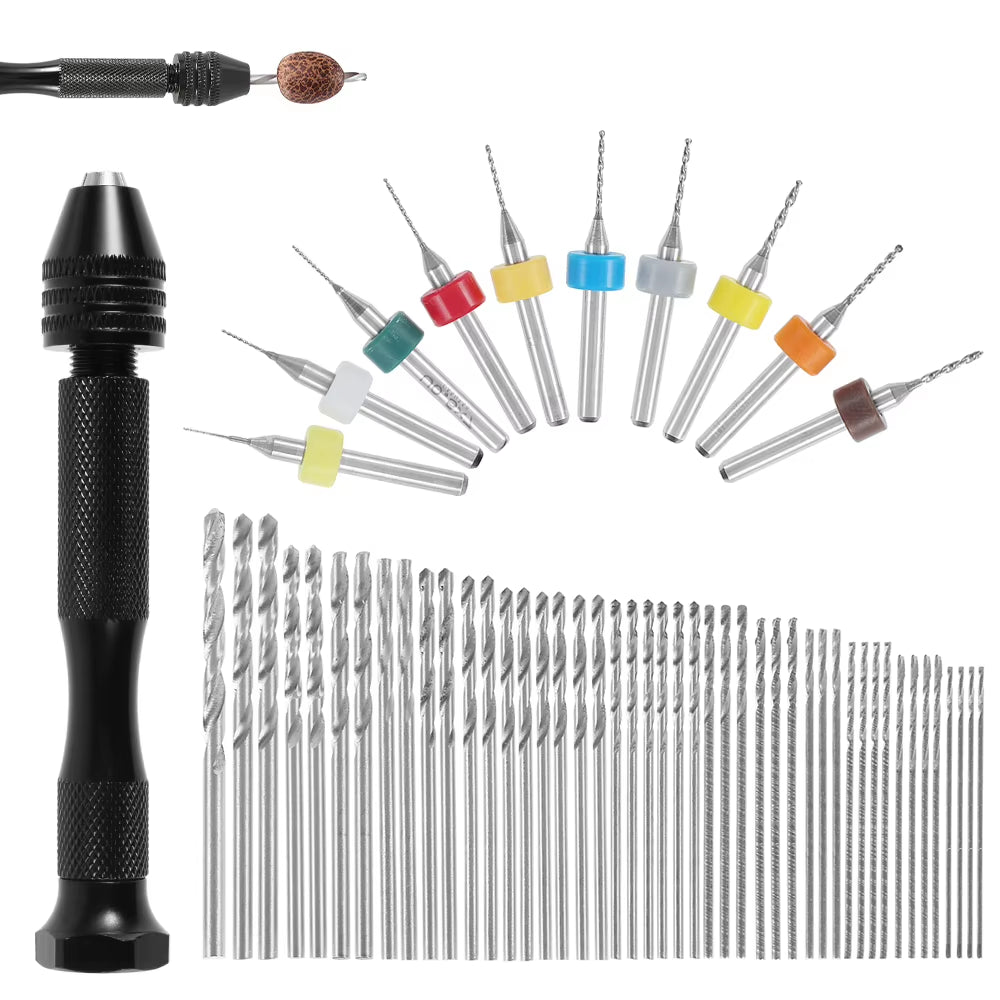 Pin Vise Hand Drill Set – 49 or 57 Pieces with Mini Bits – image 8