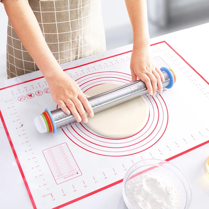 Adjustable Rolling Pin 43Cm - Stainless Steel Fondant Roller