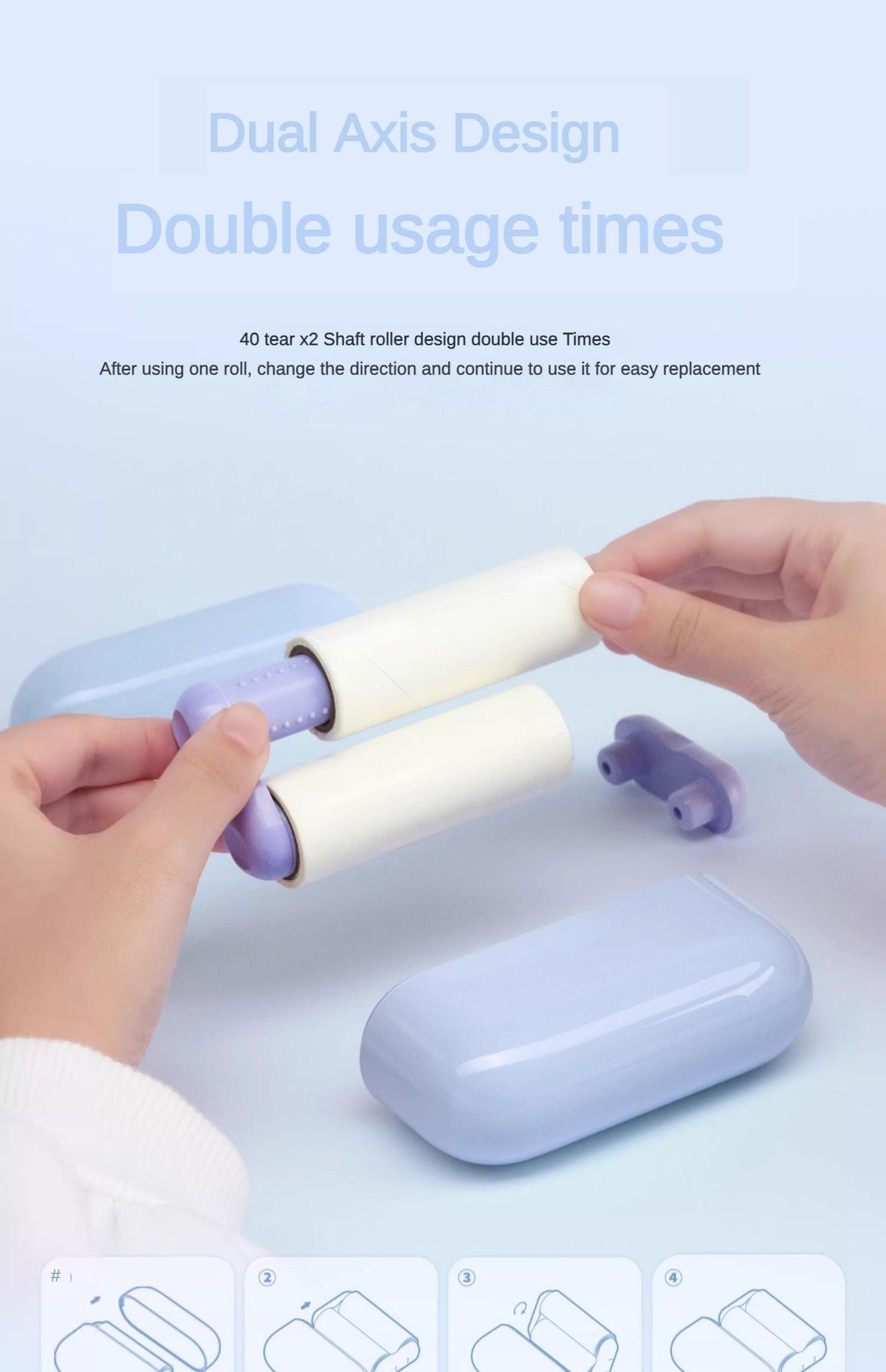 Pet Hair Remover, Reusable Palm-Size Lint Roller with Lid – image 6