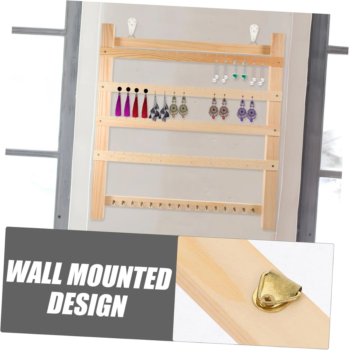 Earring Display Rack – Wall-Mounted Wooden Jewelry Organizer – image 2