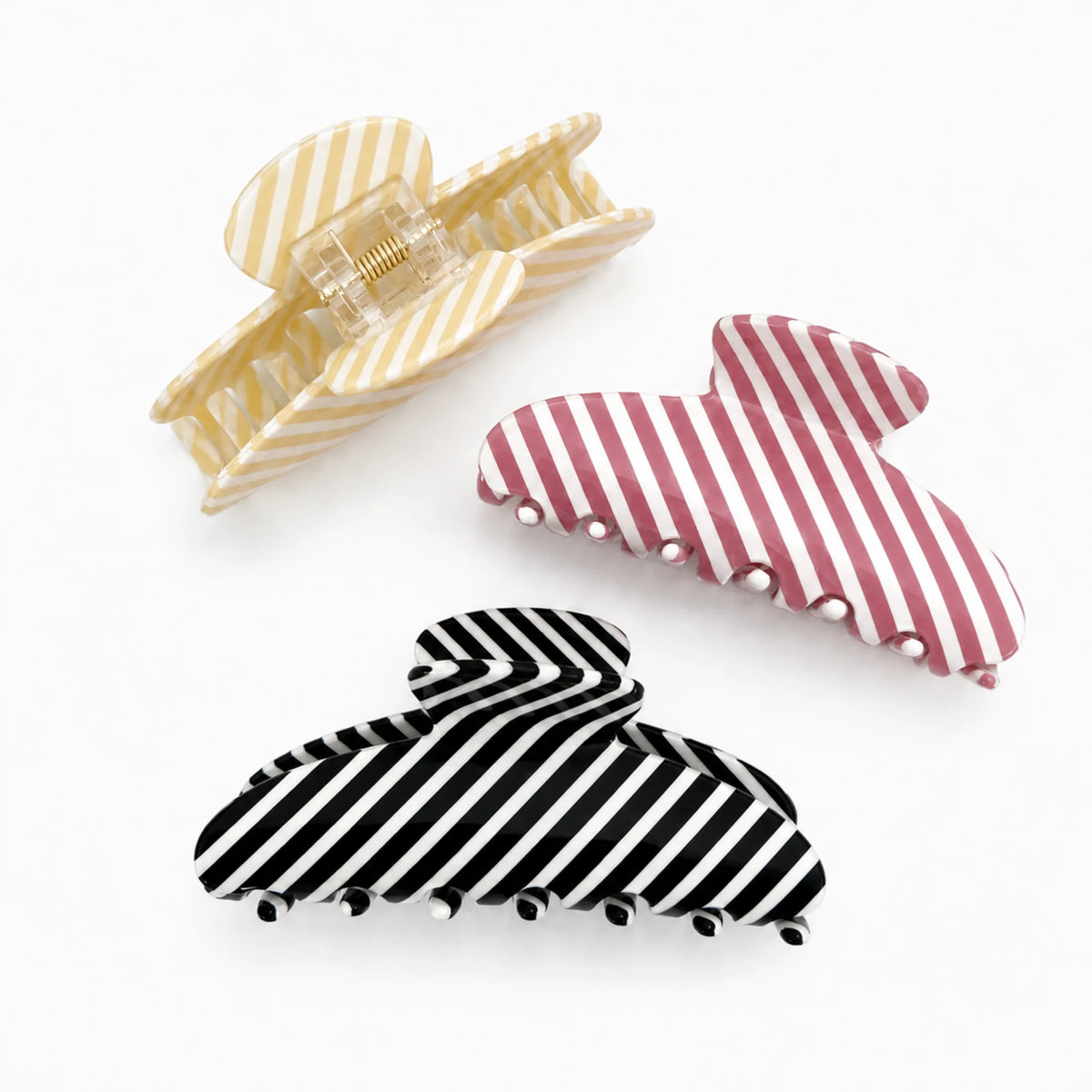 Hair Claw Clip – Striped Acetate, Medium Hold – image 2