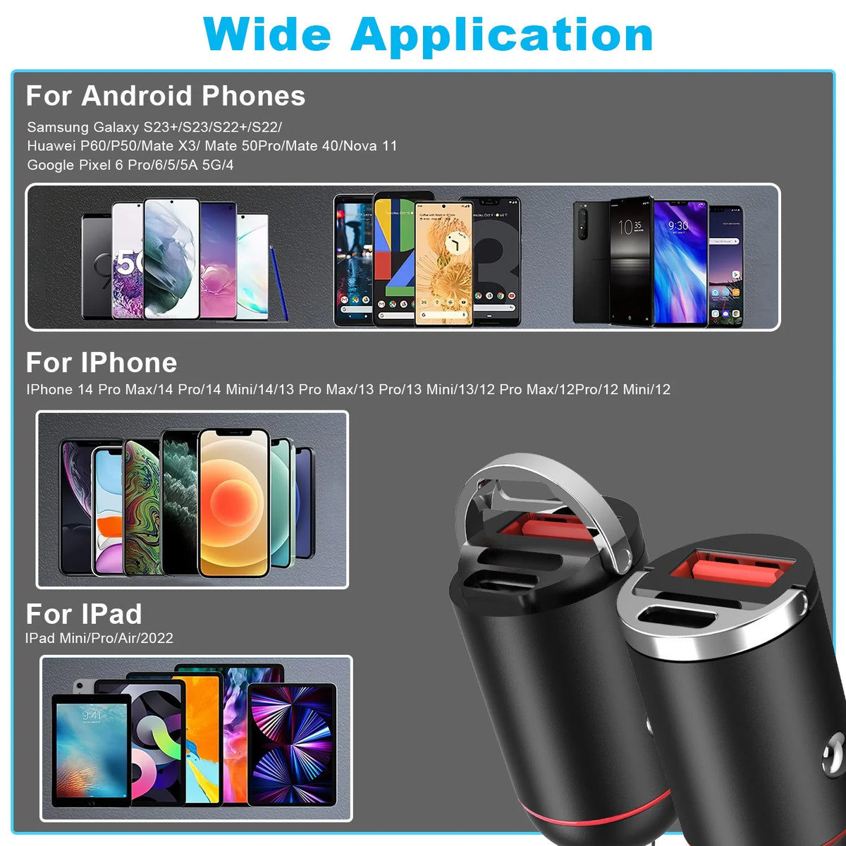 Car Charger 100W USB-C and USB Fast Charging, 2 Pack – image 3