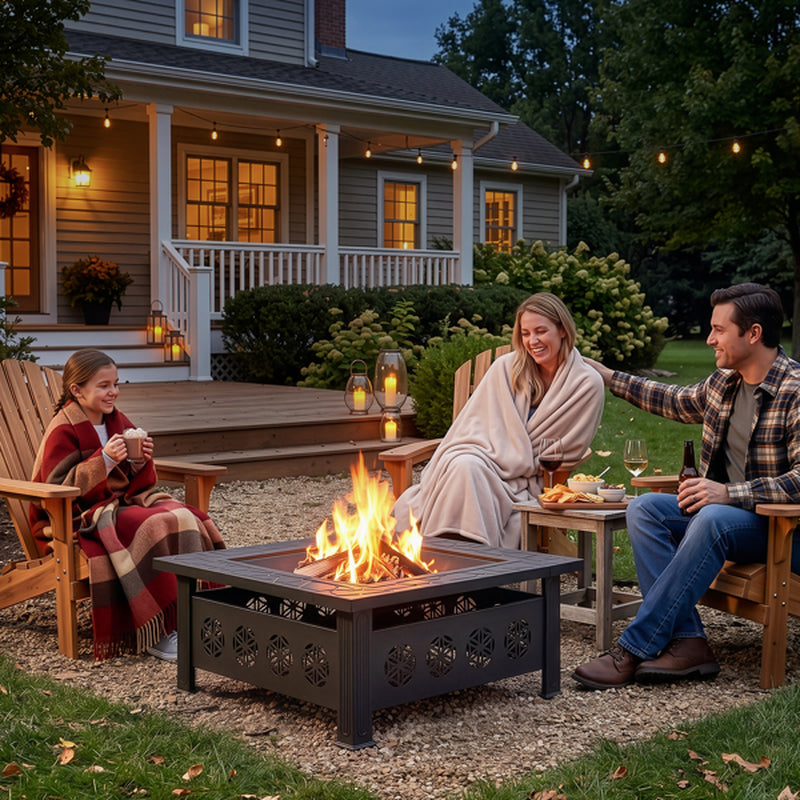 32 in Square Wood Burning Fire Pit Table with Spark Screen – image 6