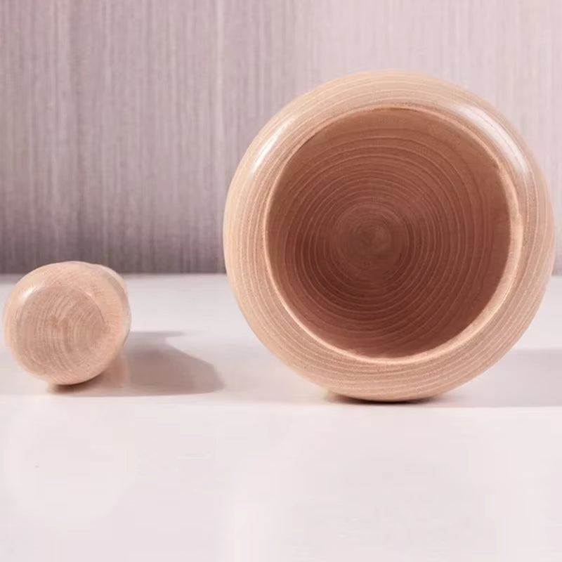 Mortar and Pestle Set, Natural Wood Spice & Garlic Grinder Bowl – image 3