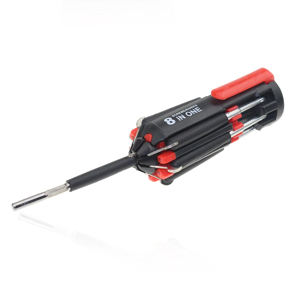 8-In-1 Folding Screwdriver with LED Light - Pocket Multi-Bit Repair Tool