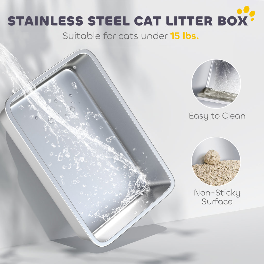Stainless Steel Litter Box, Extra Large Enclosed with Scoop and Pedal – image 4