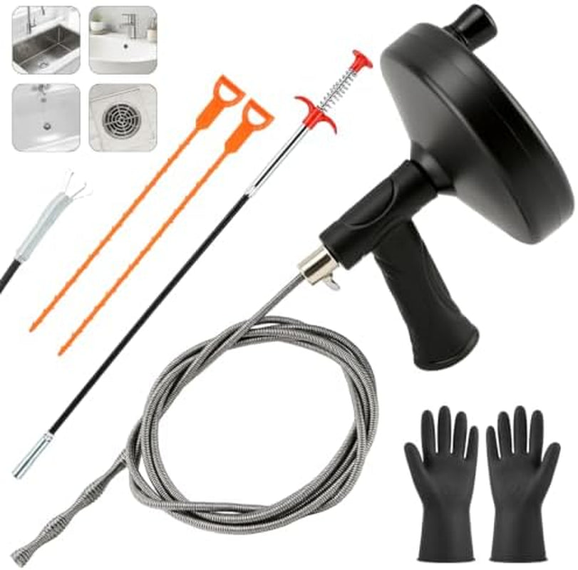 Drain Auger 33 ft, Plumbing Snake with Drill Adapter