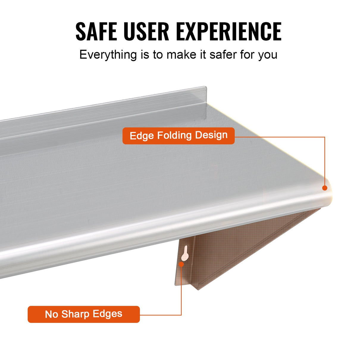 18 x 72 in Stainless Steel Wall Shelf with Brackets 500 lb – image 5