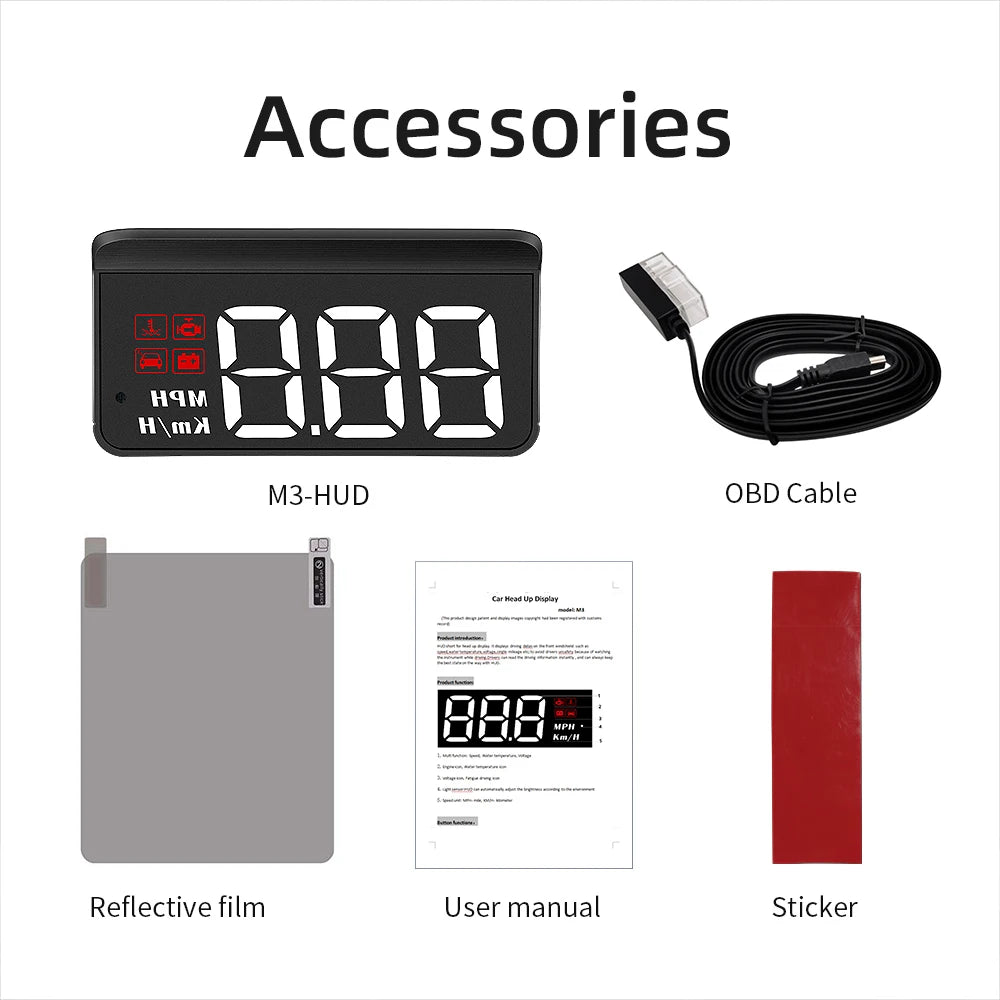 OBD2 Head up Display - Car HUD Speedometer with Temp & Voltage Alarm