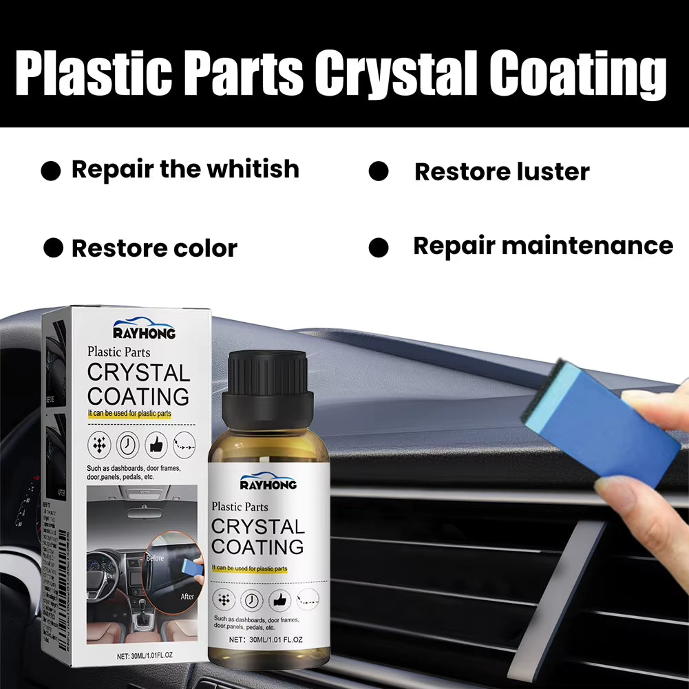 Car Plastic Restorer 30Ml - Trim Refurbishment Coating with Applicator Sponge
