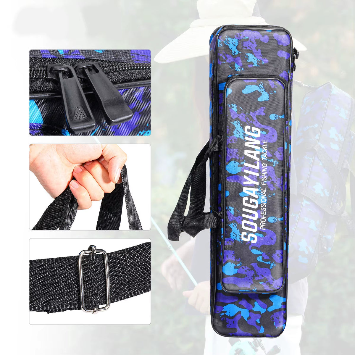 Large-Capacity Nylon Fishing Rod & Tackle Bag – image 3