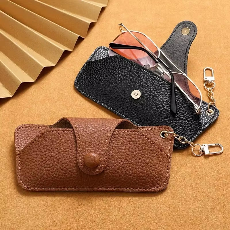 Glasses Pouch with Lanyard - Retro PU Leather Sunglasses Case – image 6