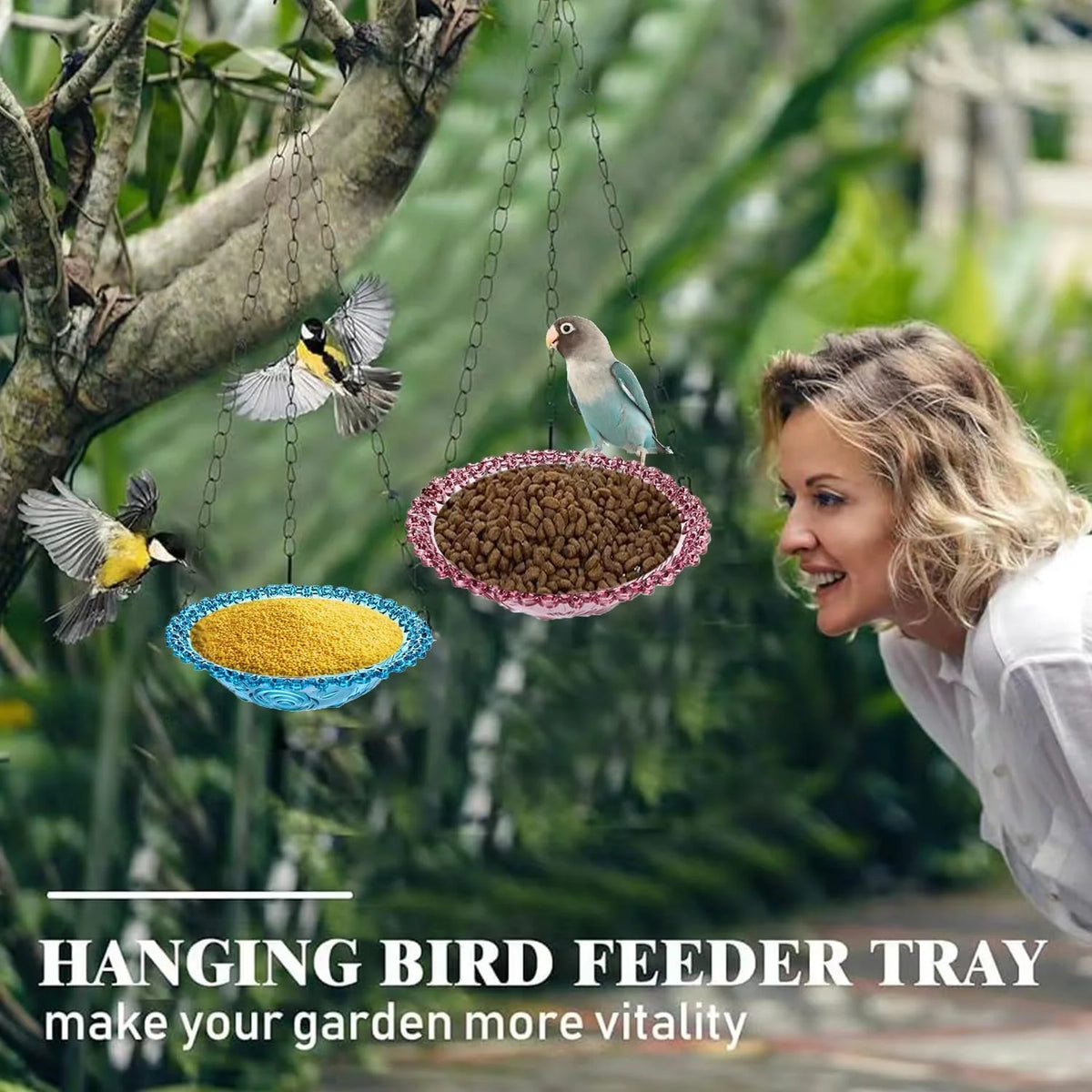 Hanging Bird Bath - Outdoor Bird Water Bowl and Feeder Tray