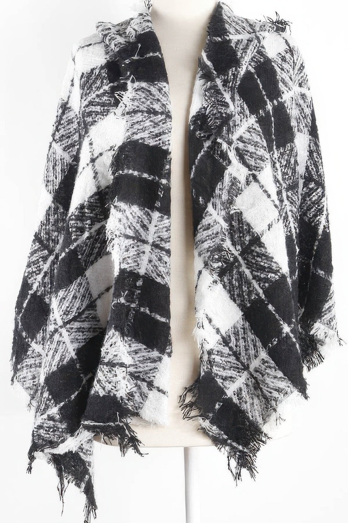 Plaid Winter Scarf, Oversized 27 x 80 in, Red or White – image 4