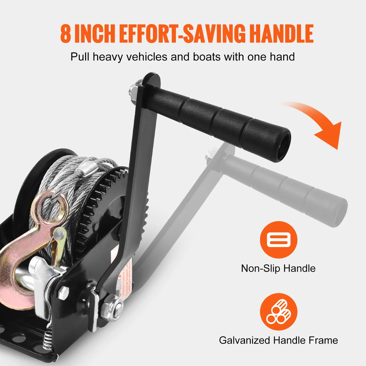 800 lb Hand Crank Boat Trailer Winch with 33 ft Cable – image 5