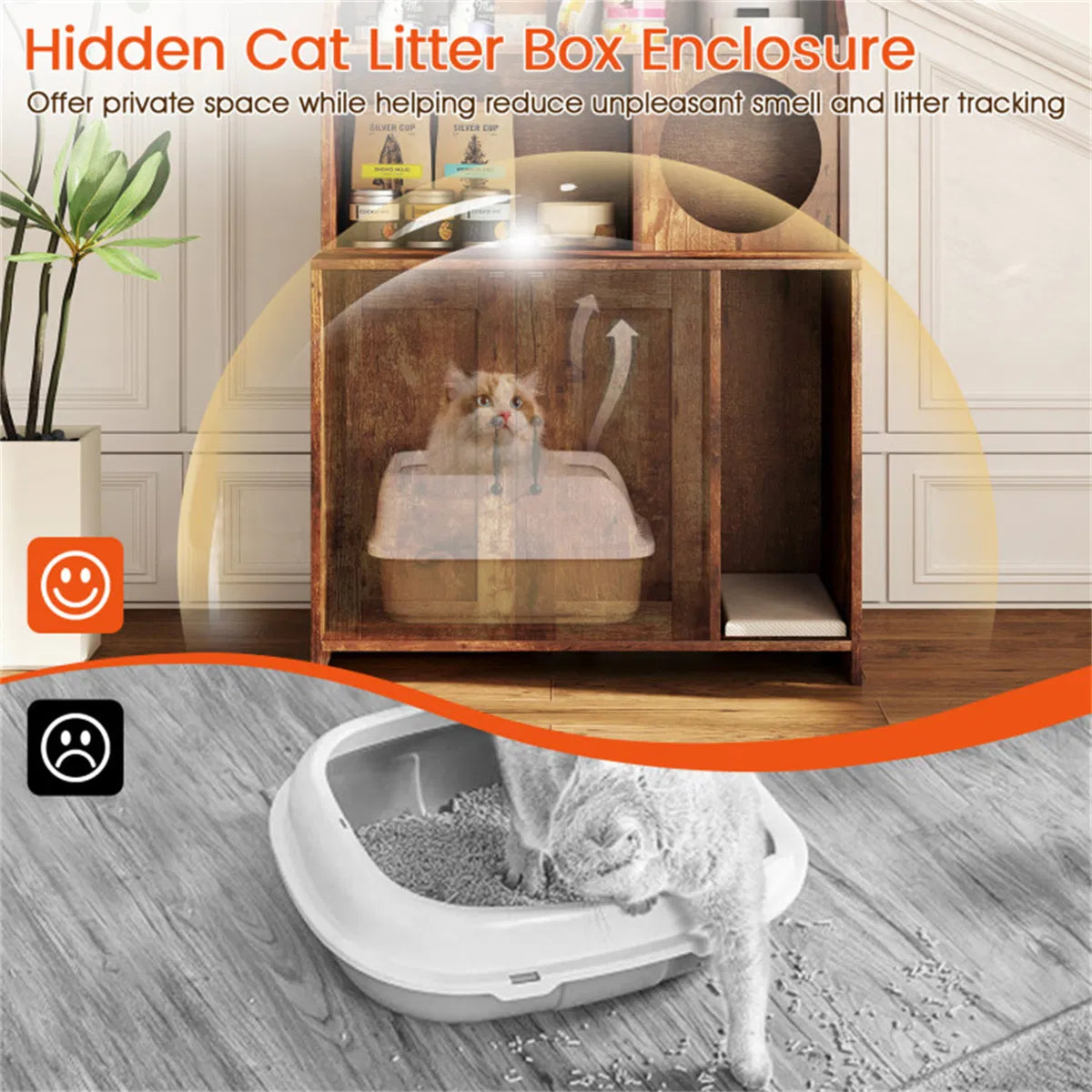 Industrial Cat Litter Box Enclosure with Storage Shelves and Condo – image 11