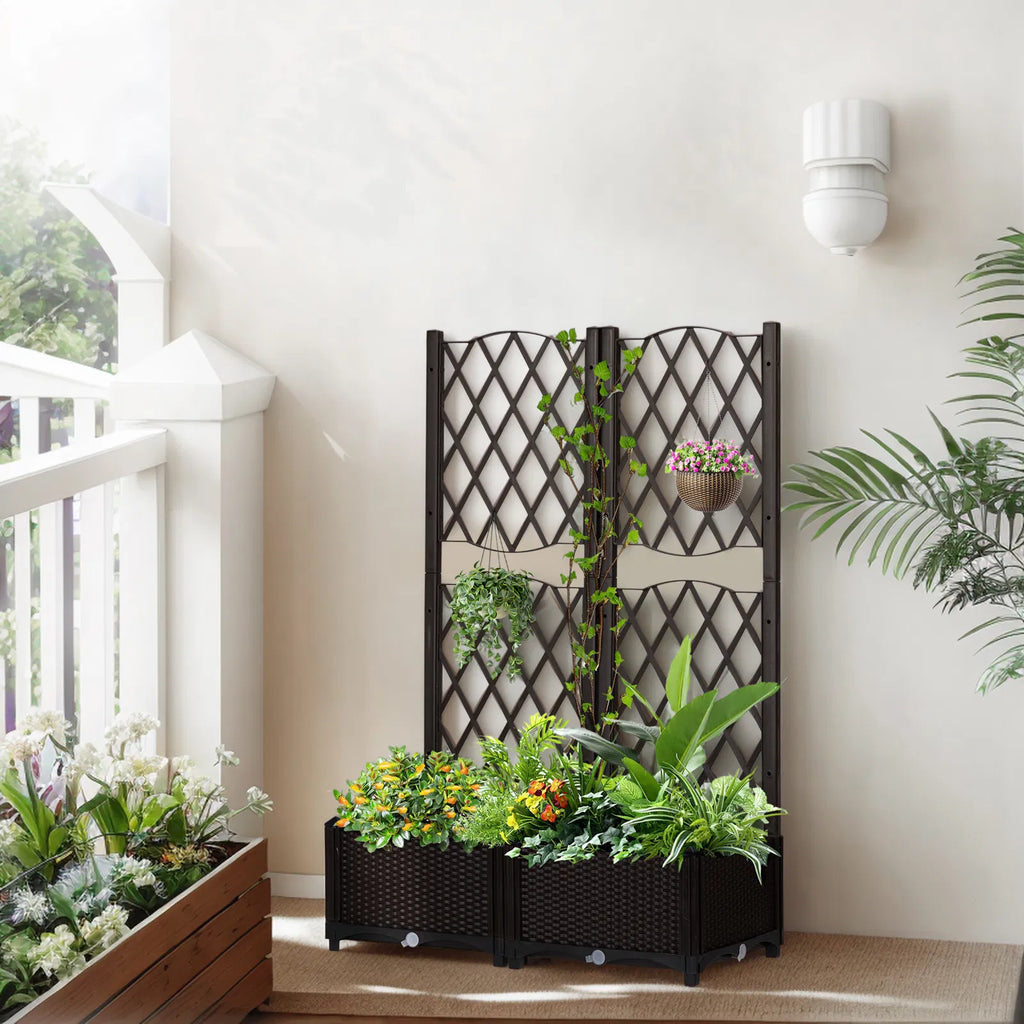 Wicker Trellis Planter Box, Raised Bed for Climbing Plants – image 3