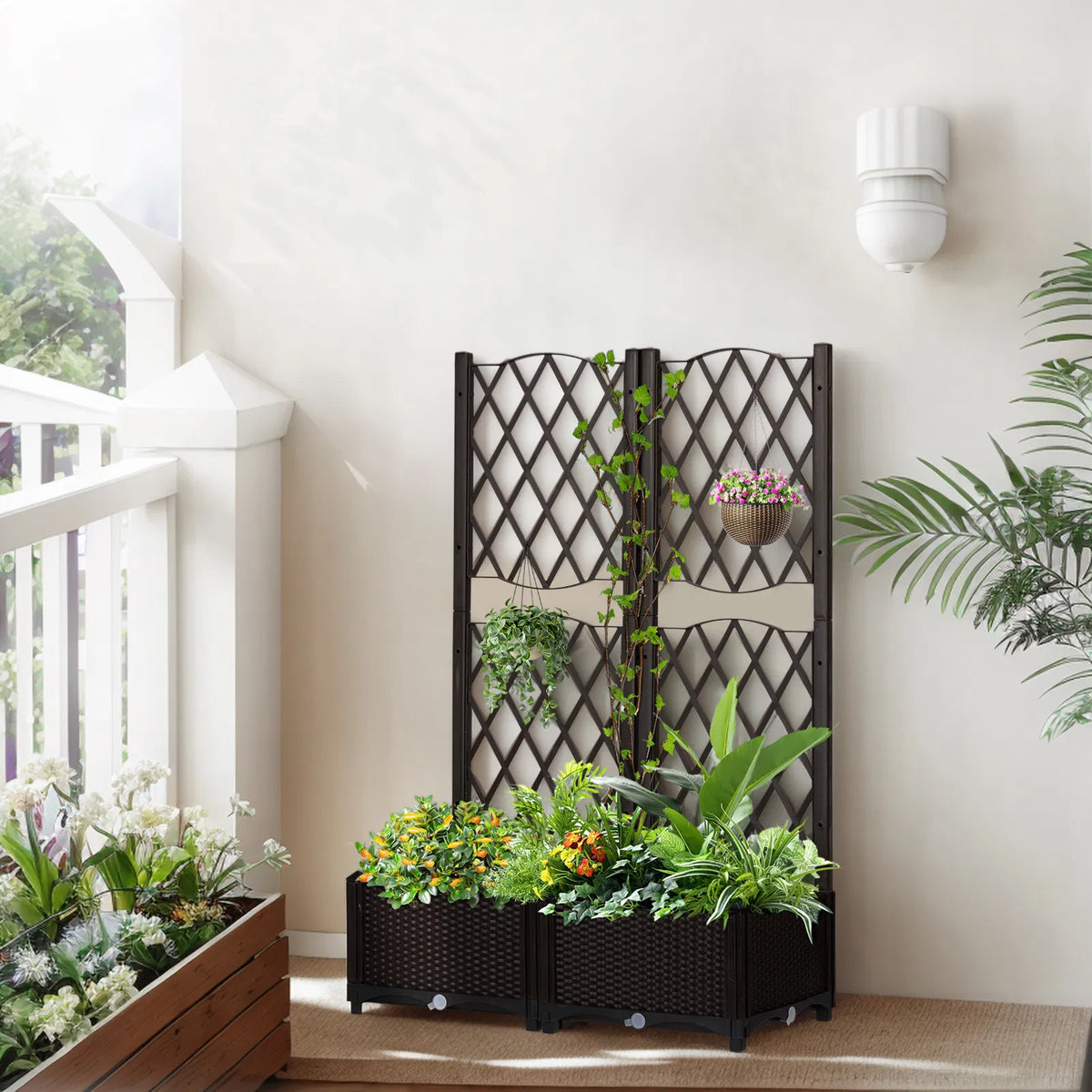 Wicker Trellis Planter Box, Raised Bed for Climbing Plants – image 3