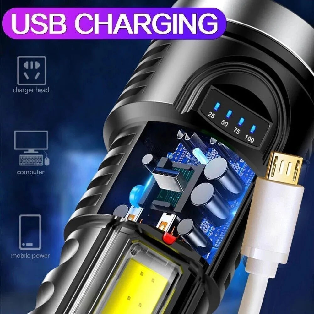 LED Work Light – Rechargeable Flashlight with COB Side Light – image 6