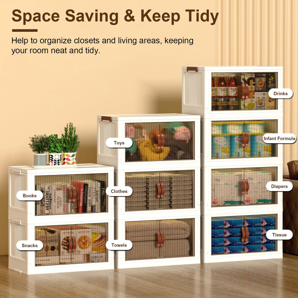 Storage Bins, Foldable 3-Pack with Lid, Wheels and Magnetic Doors – image 4