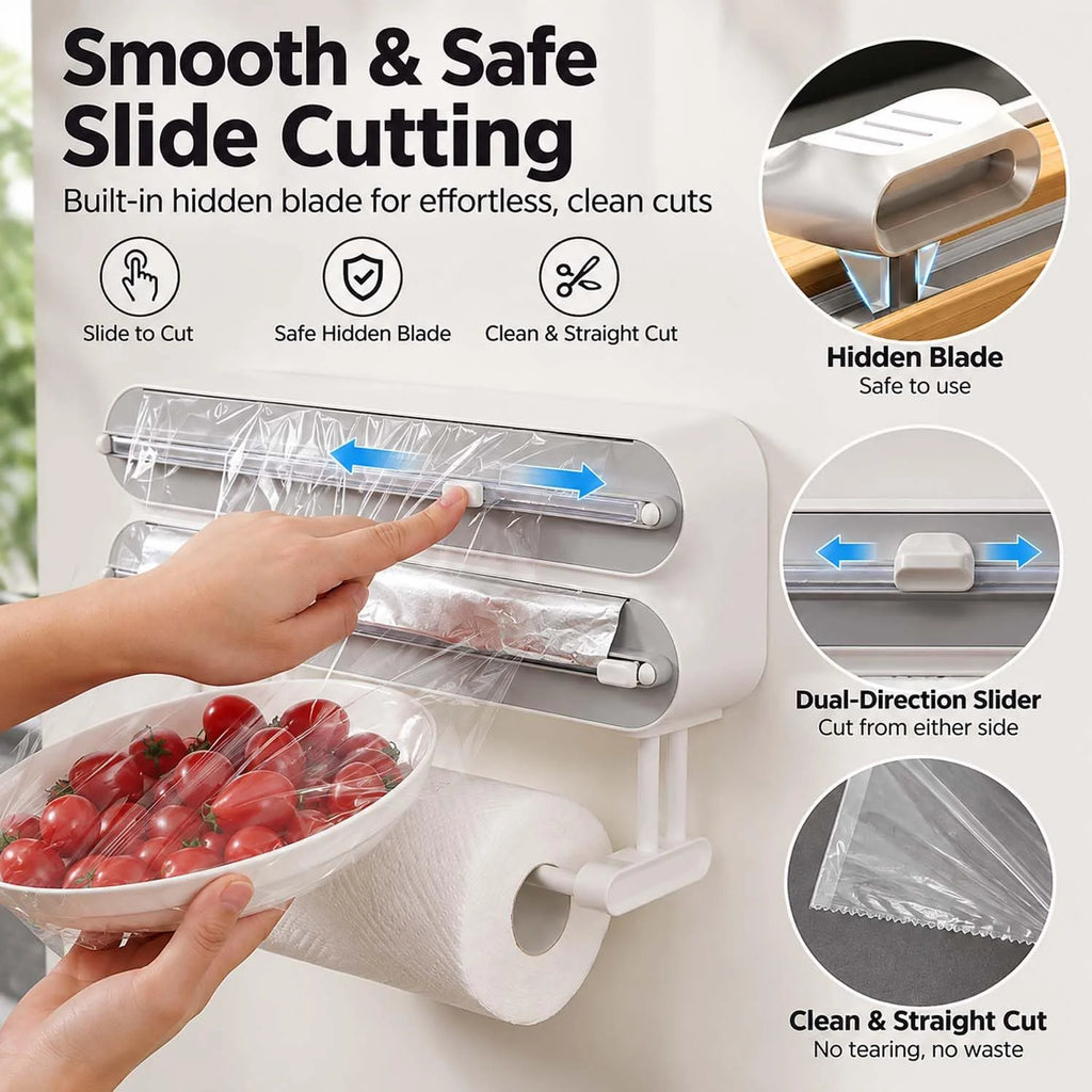 Wrap Dispenser, Magnetic 3-in-1 Foil and Plastic Wrap Organizer – image 5