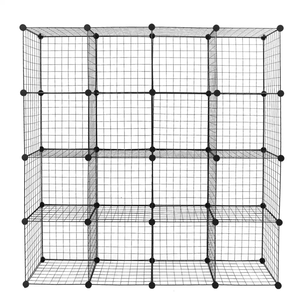 16 Cube Wire Storage Shelves, Modular Metal Grid Cubby Organizer – image 4