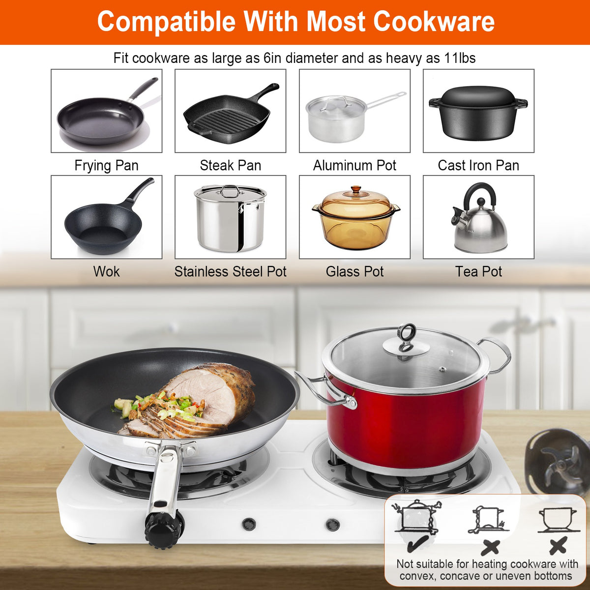 Electric Double Burner Hot Plate, 2000W Portable Countertop Stove – image 9