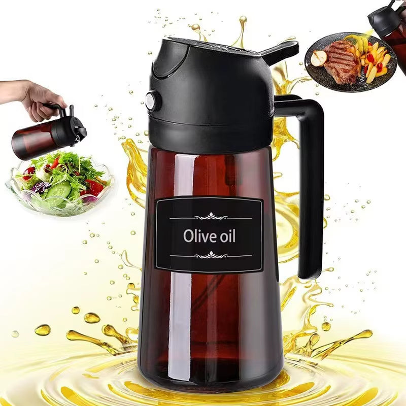 Olive Oil Sprayer & Dispenser 2-in-1 - 16oz Glass Bottle
