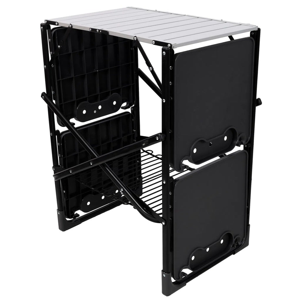 Folding Camp Kitchen Prep Station with Side Shelves and Storage Rack – image 15